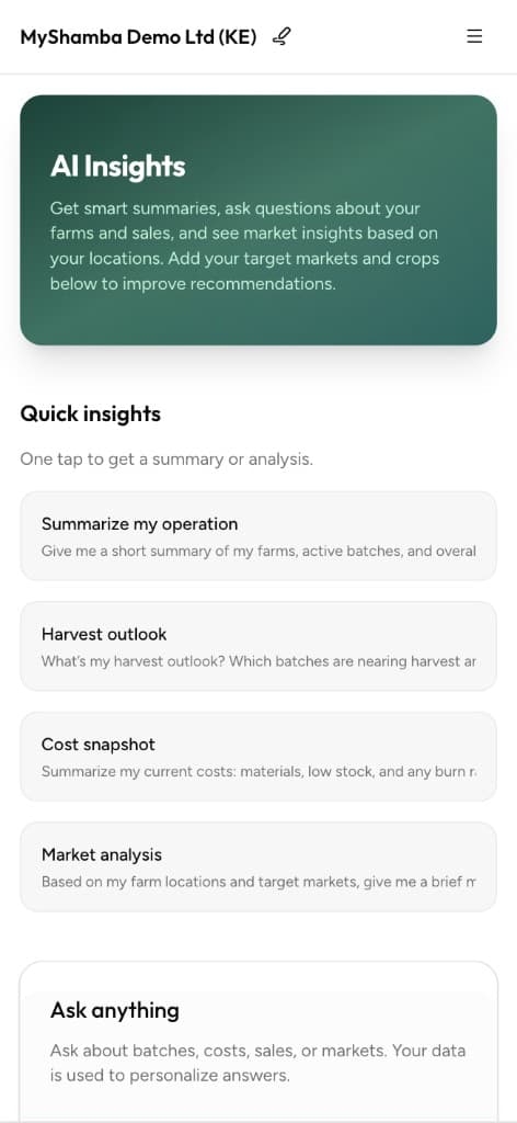 AI insights and quick actions on mobile