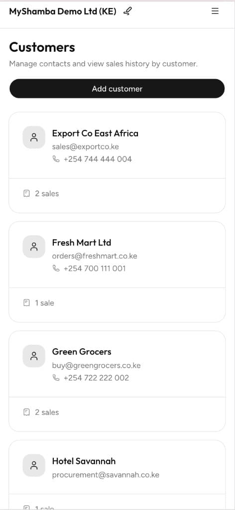Customer management on mobile
